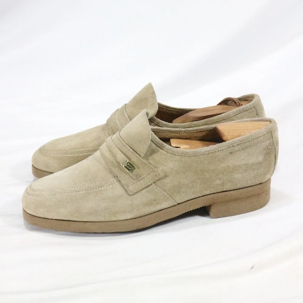 VTG GREEN COMFORT Tan Suede Mens Loafers 9 EEE Size 9 Extra Wide - Picture 7 of 8